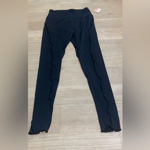 Free People Black Long Leggings with Ruffle